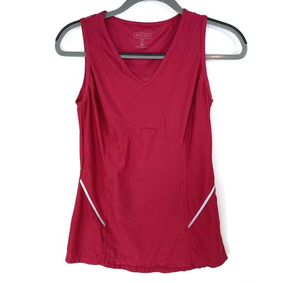 Athleta Tank Top Size XS Sleeveless V-Neck Reflective Pink Fuscia Workout - Picture 1 of 4